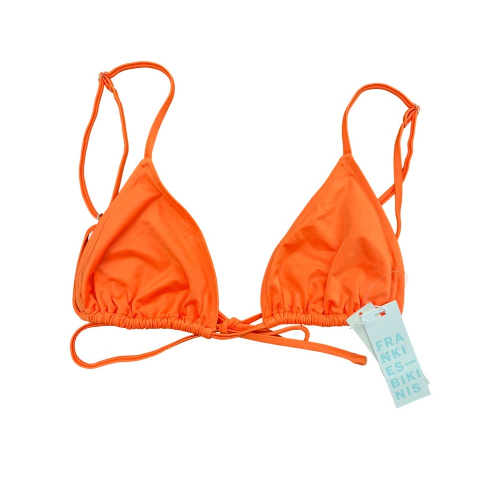Frankies Bikinis Lumia Satin Triangle Bikini Top Clementine Orange XL 10464SA